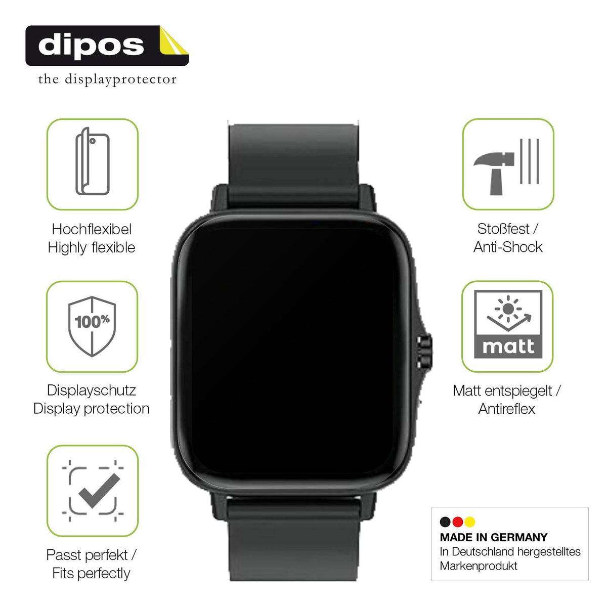 2x Full Cover Schutzfolie matt für Kaseemi 1,7 Zoll Smartwatch