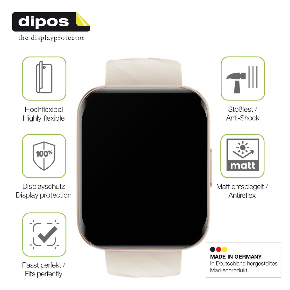 2x Full Cover Schutzfolie matt für Mutoy Smartwatch 1.69 Zoll