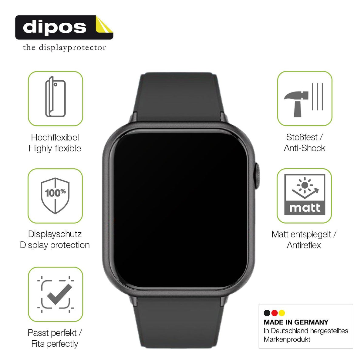 2x Full Cover Schutzfolie matt für Mutoy Smartwatch 1.83 Zoll