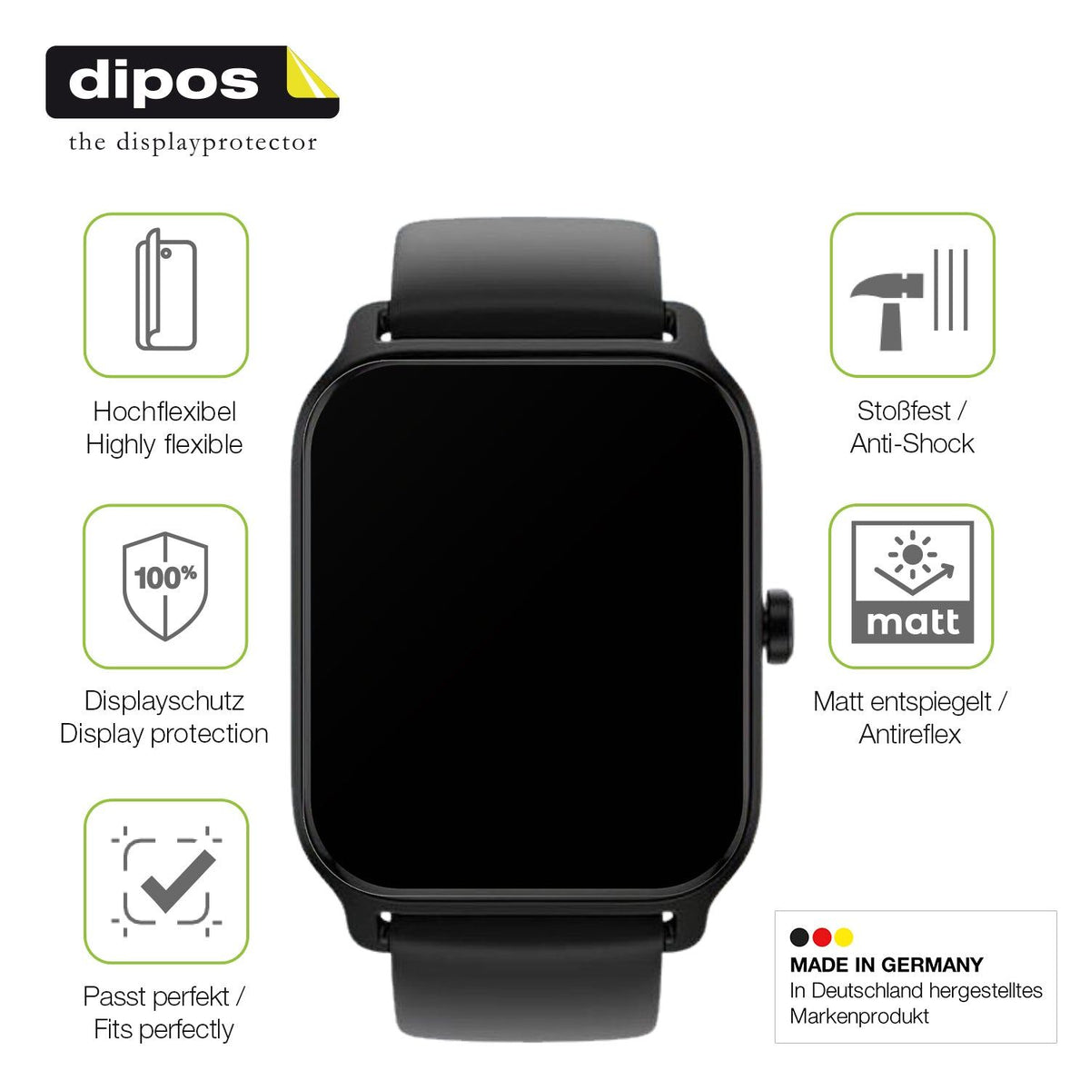 2x Full Cover Schutzfolie matt für IFMDA 1.8 Zoll Smartwatch