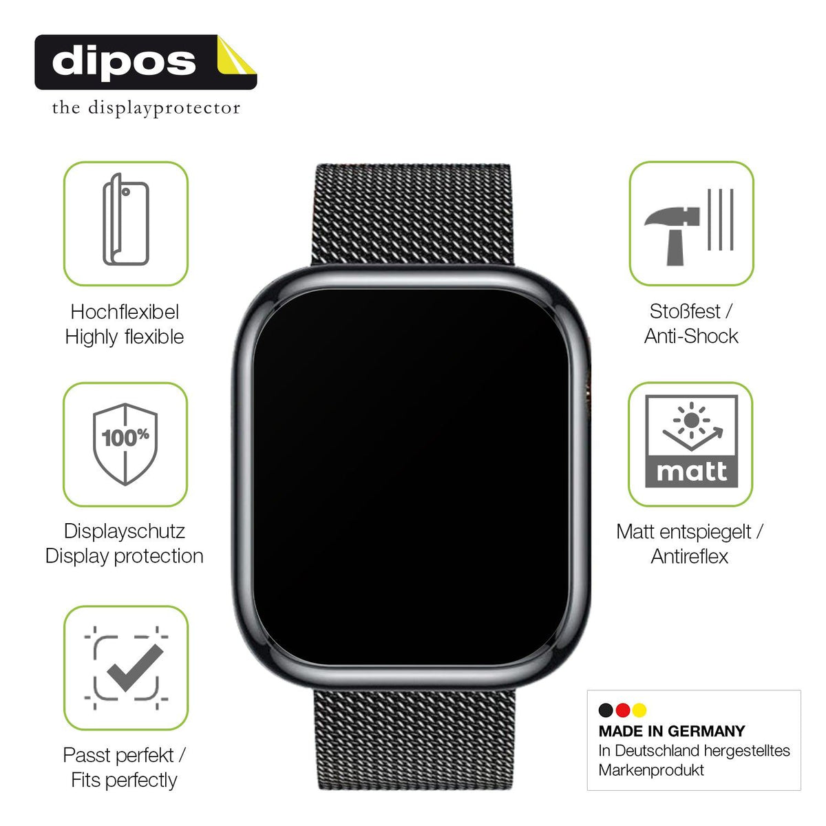2x Full Cover Schutzfolie matt für Ruxingx 1.47 Zoll Smartwatch