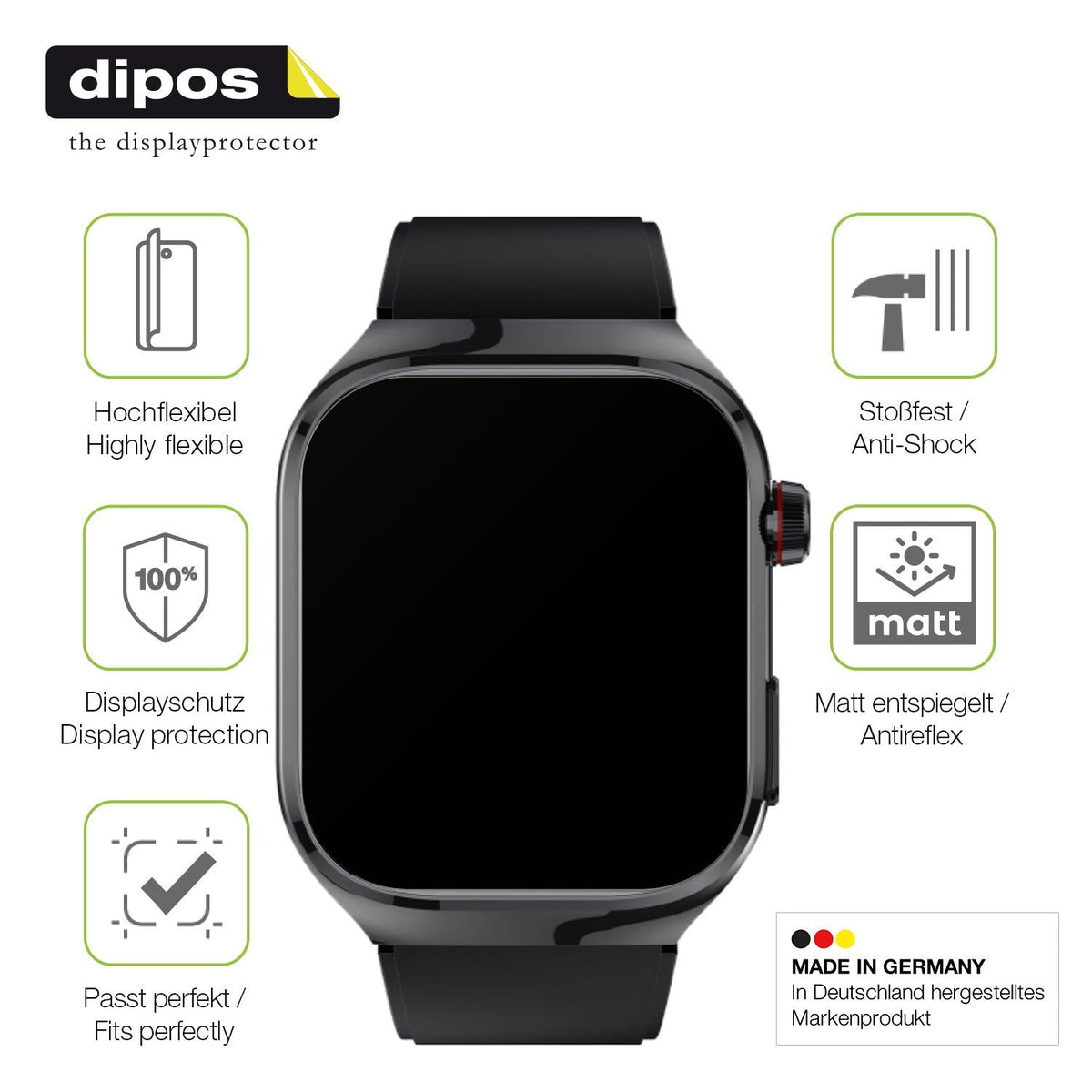2x Full Cover Schutzfolie matt für TK 16 Smartwatch 2.04 Zoll