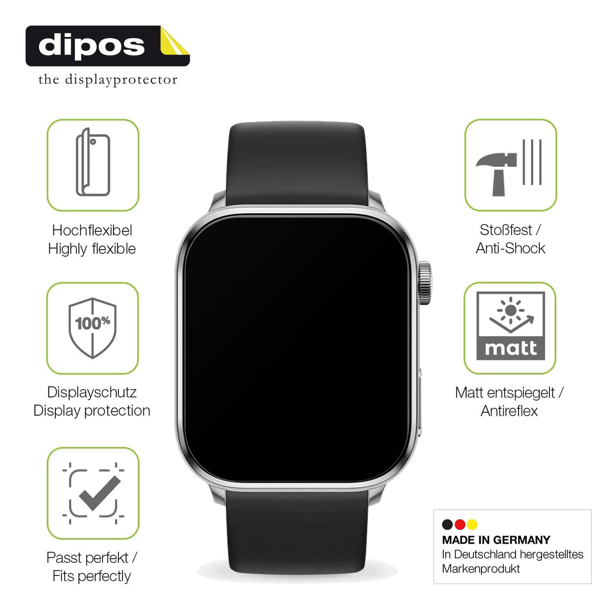 2x Full Cover Schutzfolie matt für Ice-Watch Smart 3.0 1.78 Zoll