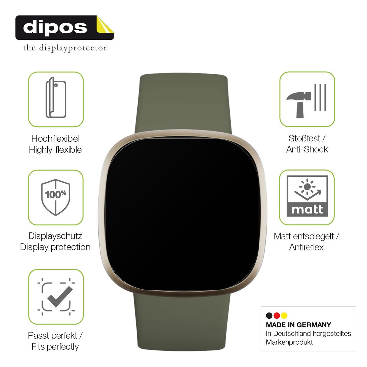 2x Full Cover Schutzfolie matt für Fitbit Versa 3