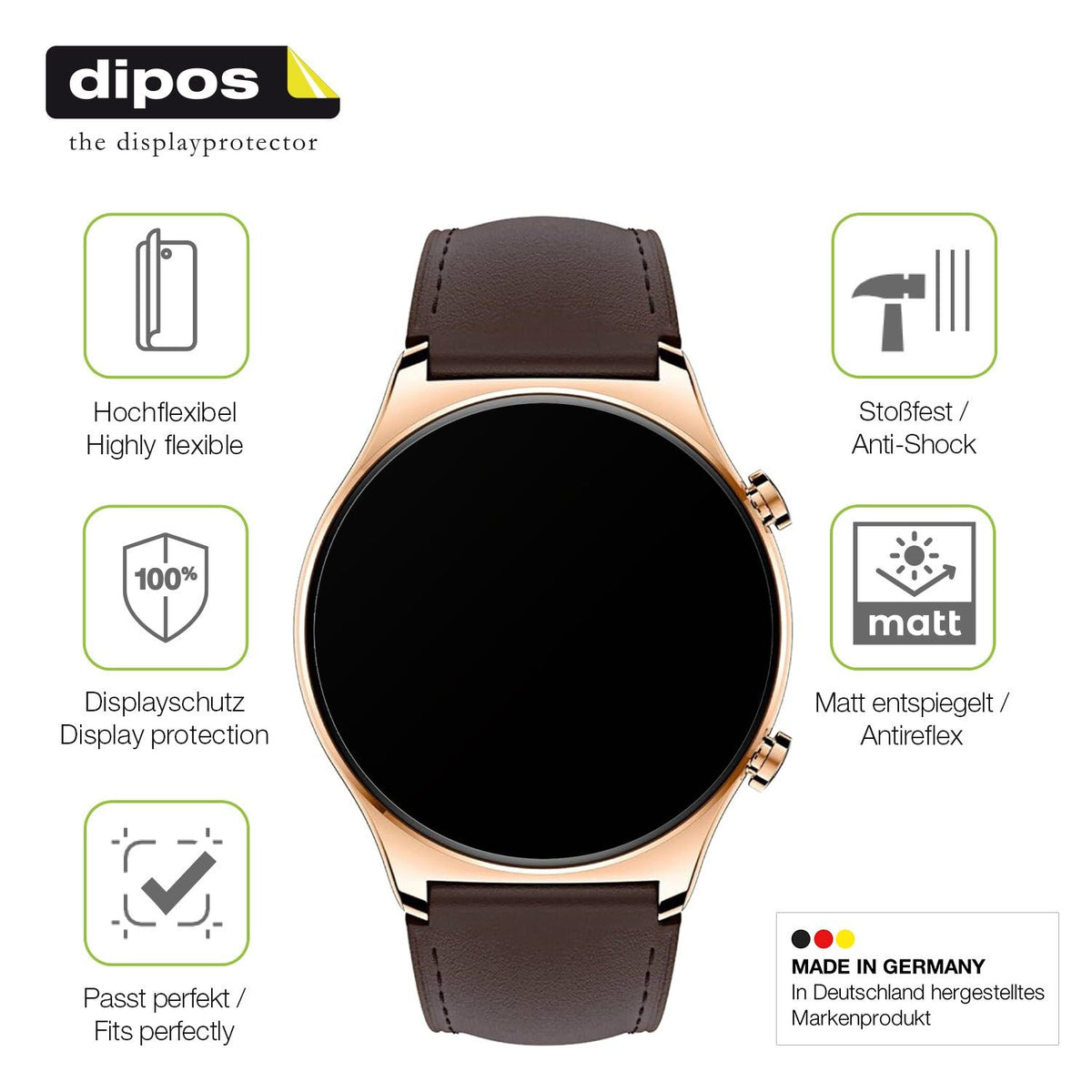 2x Full Cover Schutzfolie matt für Honor Watch GS 3