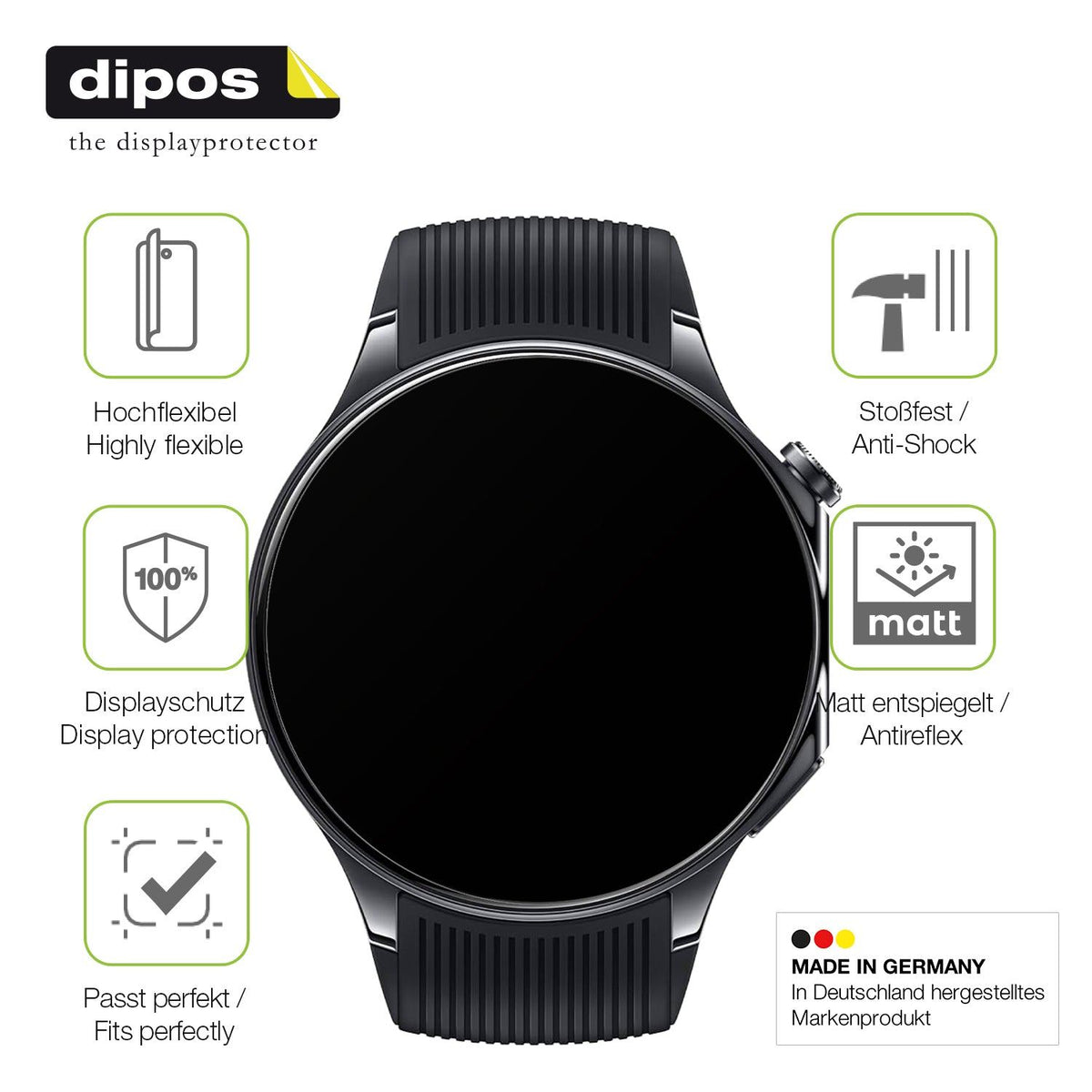 2x Full Cover Schutzfolie matt für OnePlus Watch 3 46mm
