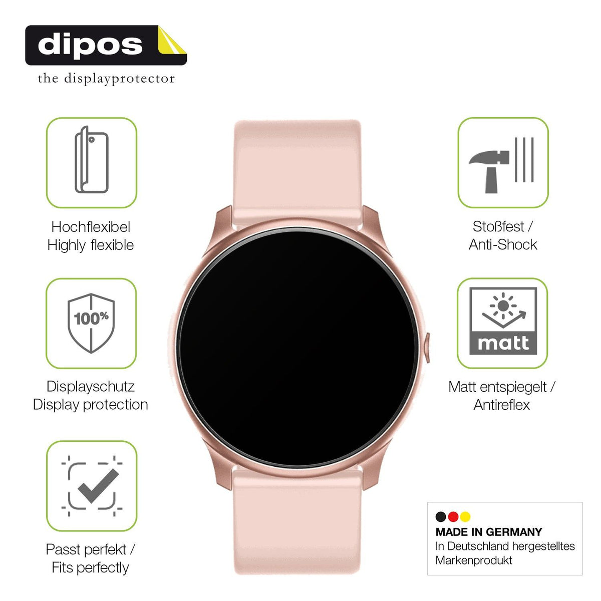 2x Full Cover Schutzfolie matt für Maxcom Fit FW32 Neon Smartwatch
