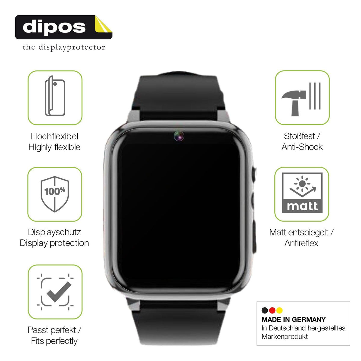 2x Full Cover Schutzfolie matt für Winnes 24A08001 Smartwatch