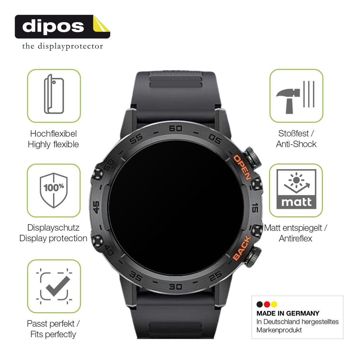 2x Full Cover Schutzfolie matt für Darmowade Smartwatch 1.39 Zoll