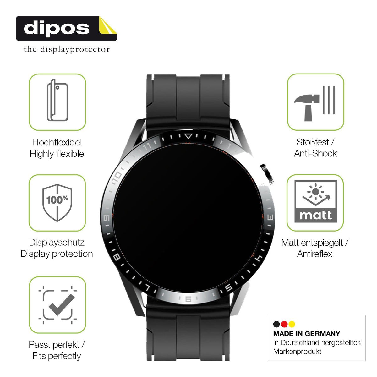 2x Full Cover Schutzfolie matt für Tracer Smartwatch SM9