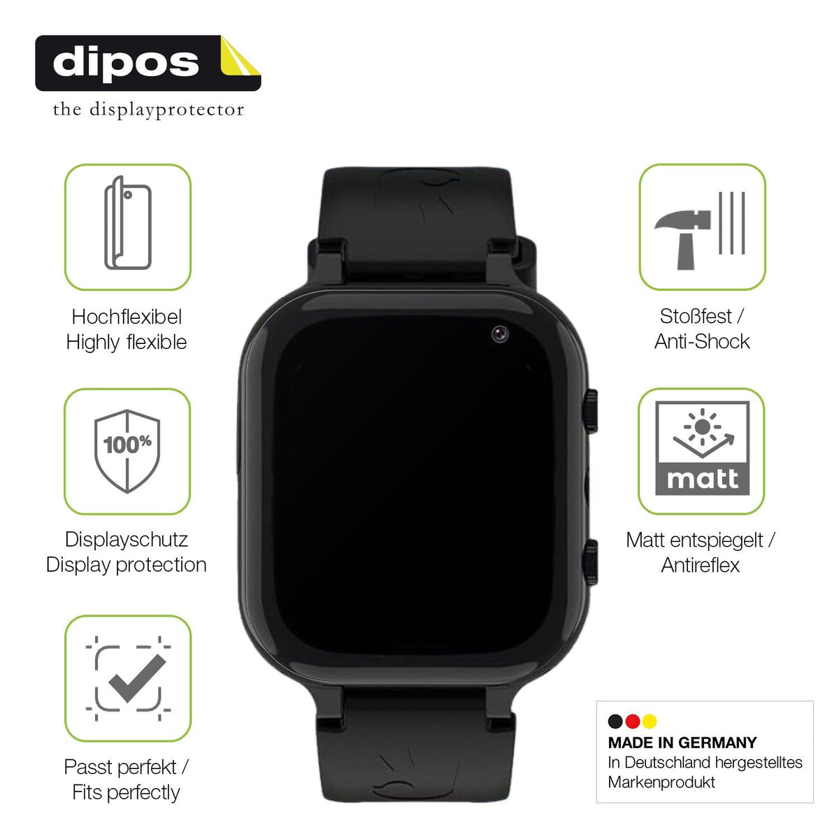 2x Full Cover Schutzfolie matt für Ruopoem Smartwatch Kinder
