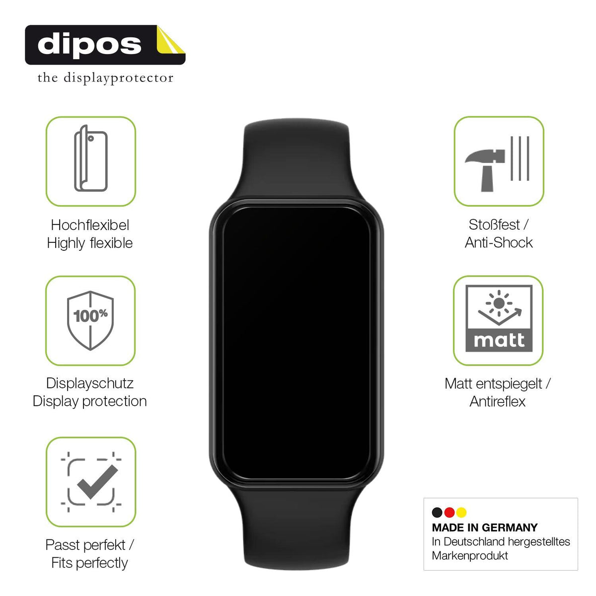 2x Full Cover Schutzfolie matt für Huami Amazfit Band 7
