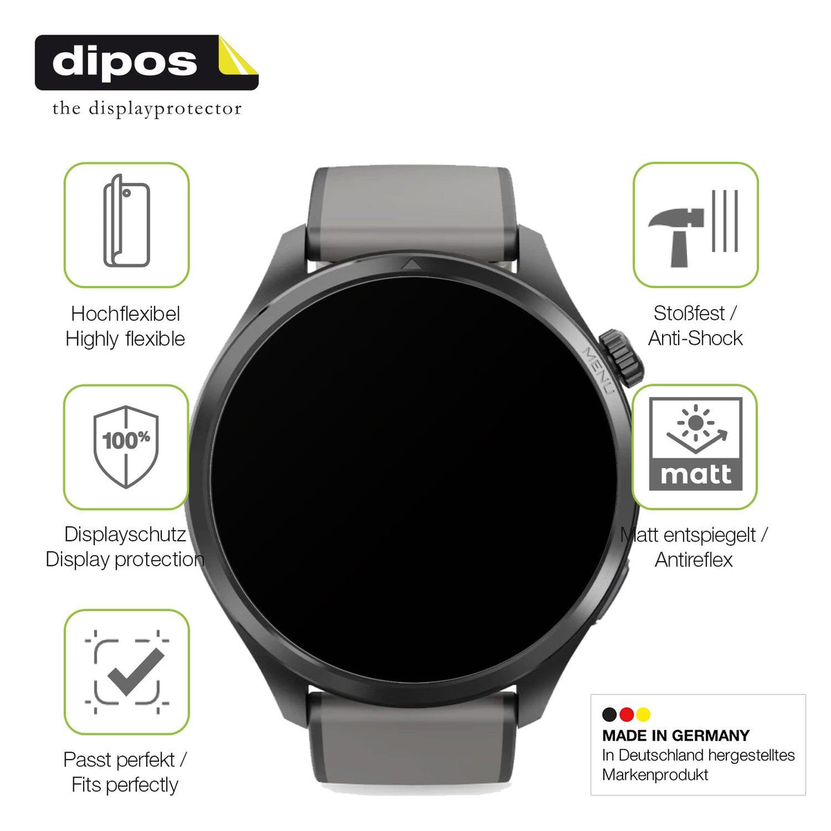 2x Full Cover Schutzfolie matt für Hama 9000 Smartwatch