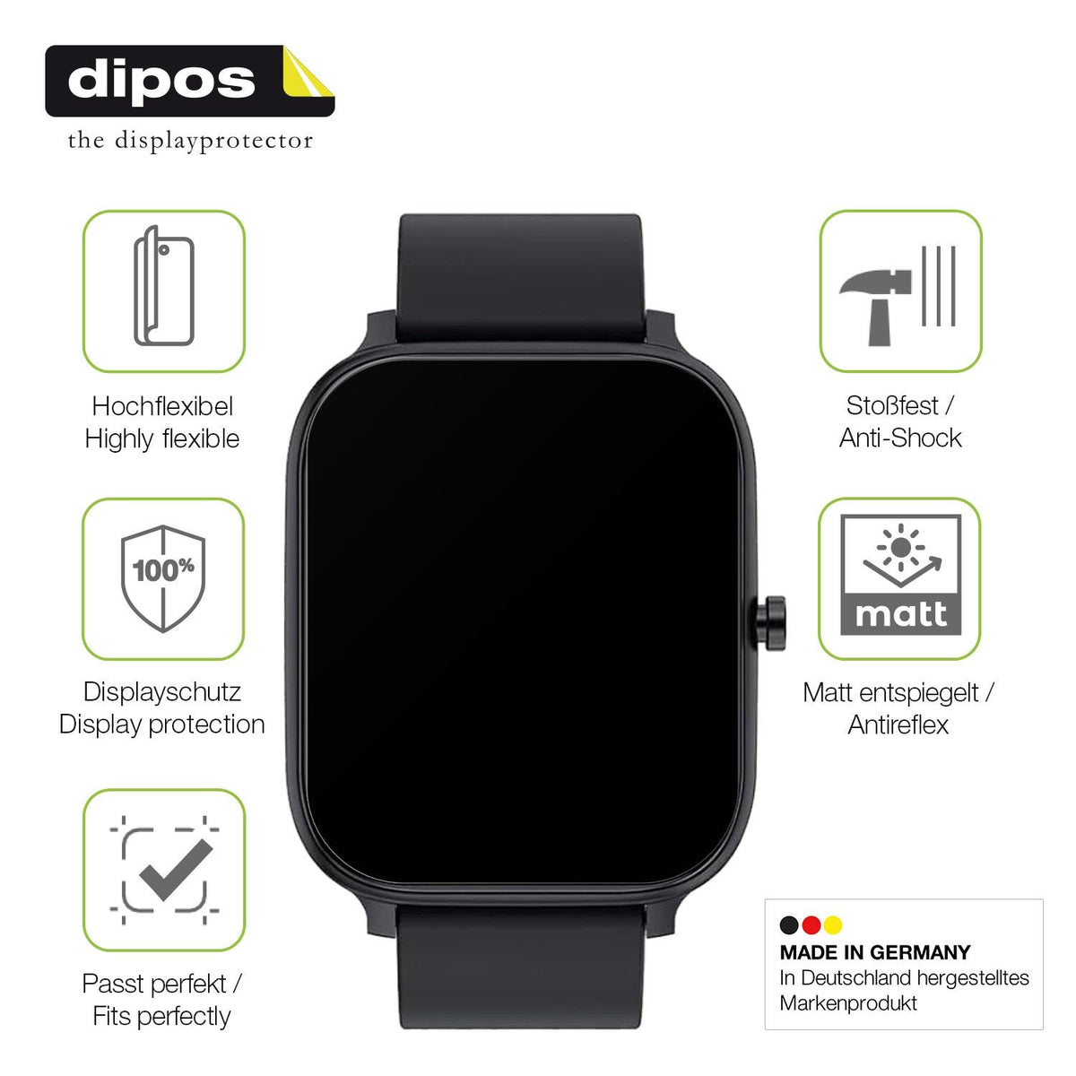 2x Full Cover Schutzfolie matt für Torjalph Smartwatch 1.69 Zoll