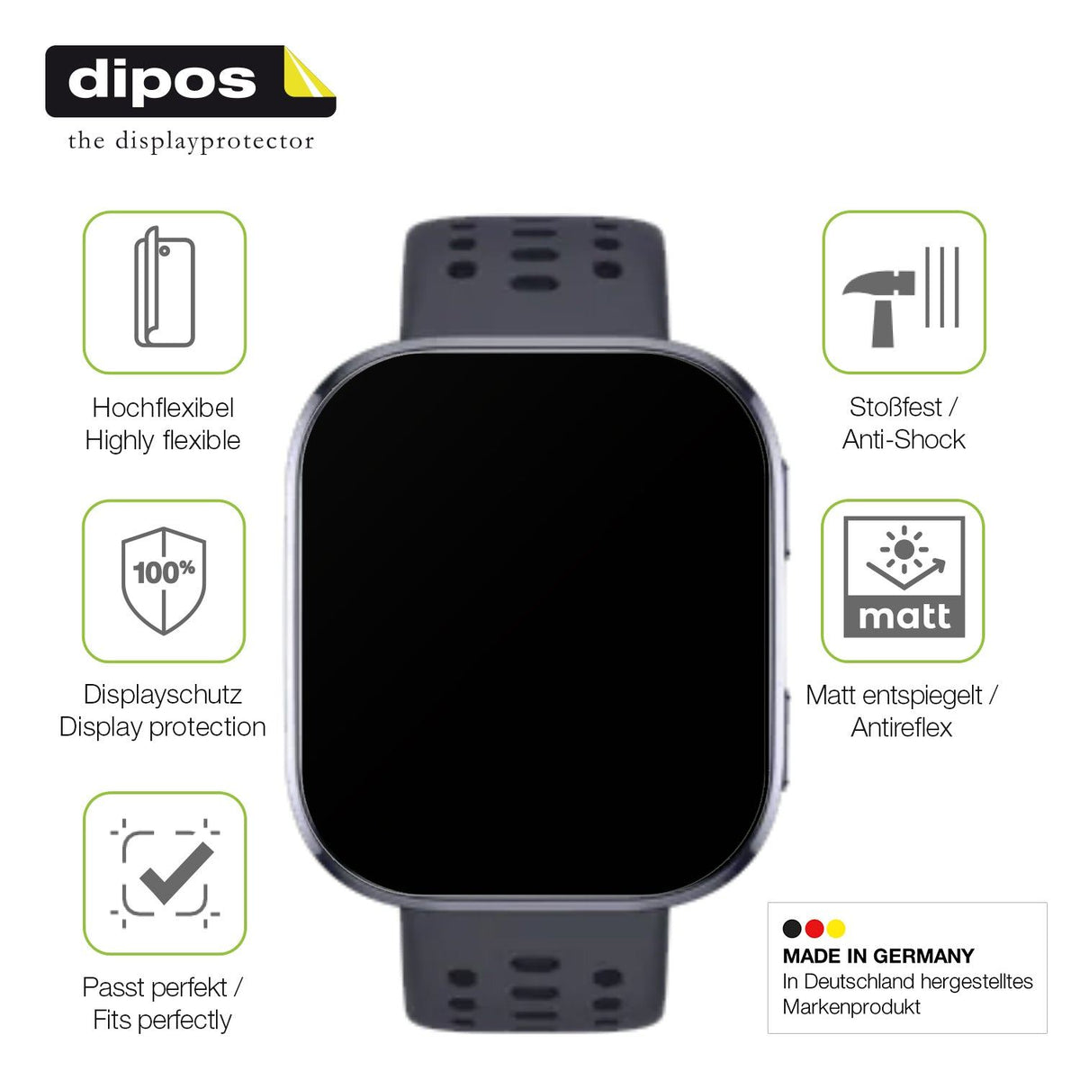 2x Full Cover Schutzfolie matt für Huami Amazfit Bip 6