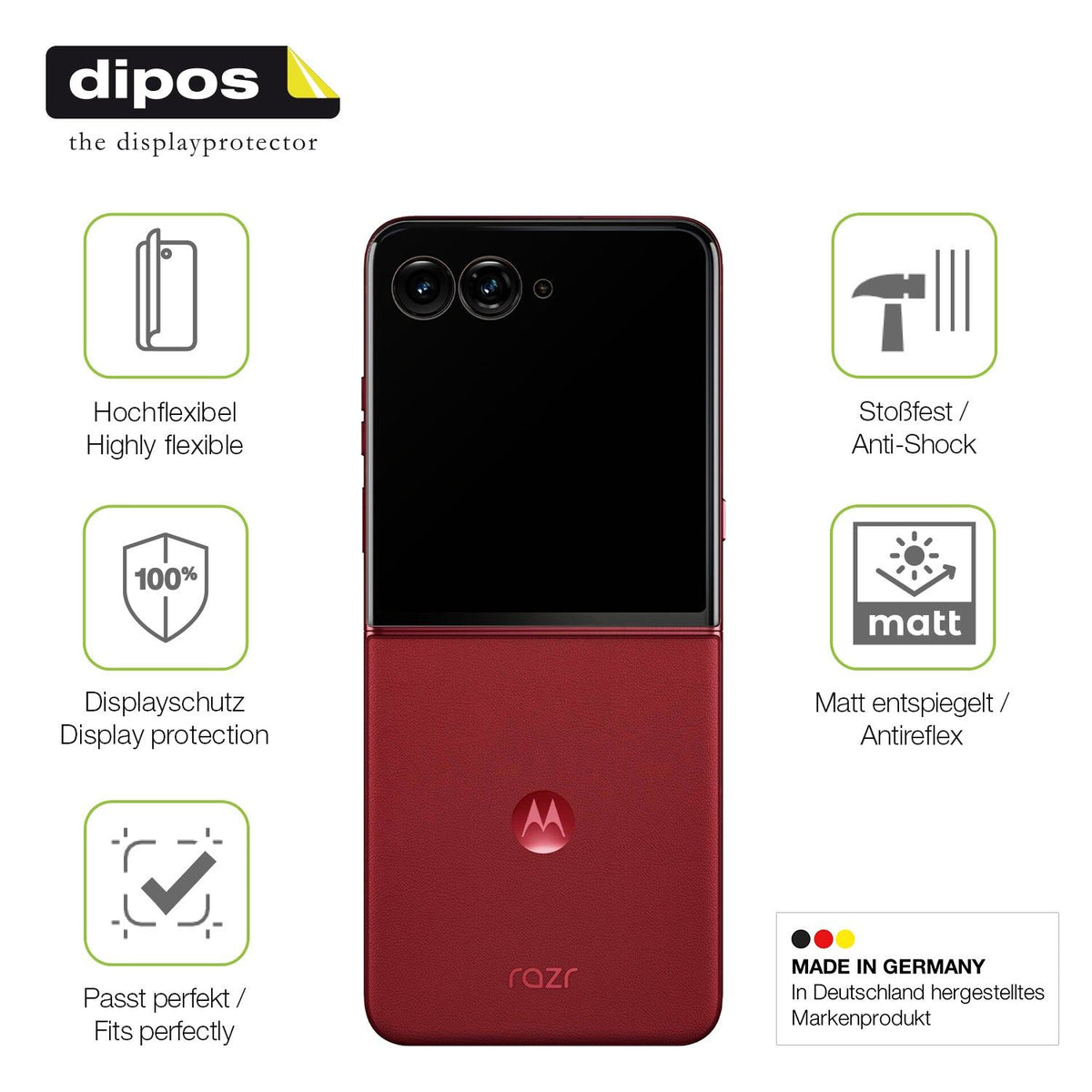 2x Full Cover Schutzfolie matt für Motorola Razr 60 Ultra Aussen-Display