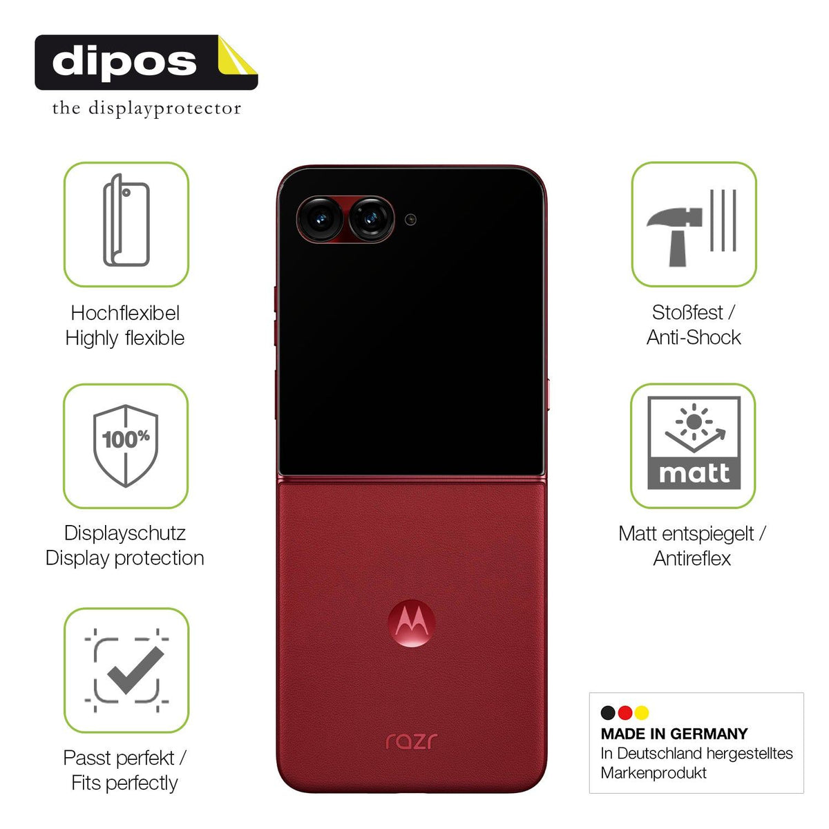 2x Full Cover Schutzfolie matt für Motorola Razr 60 Aussen-Display