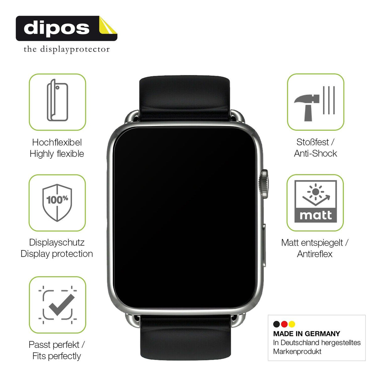 2x Full Cover Schutzfolie matt für Smartwatch DM20 1.88 Zoll