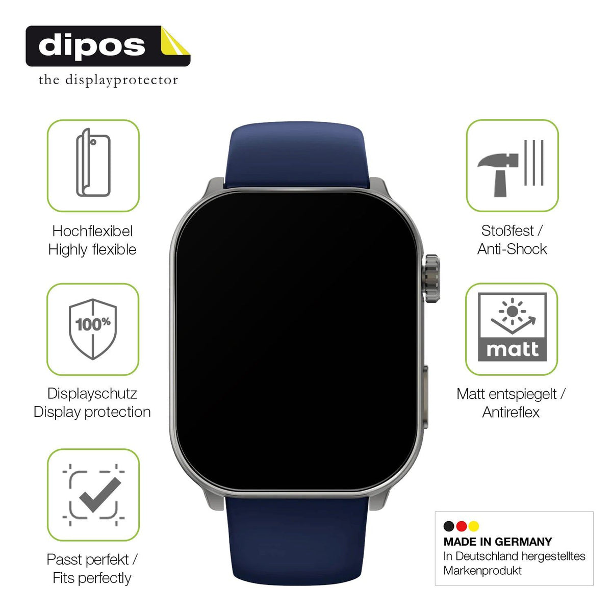 2x Full Cover Schutzfolie matt für GARD PRO Health Smartwatch 3 41mm