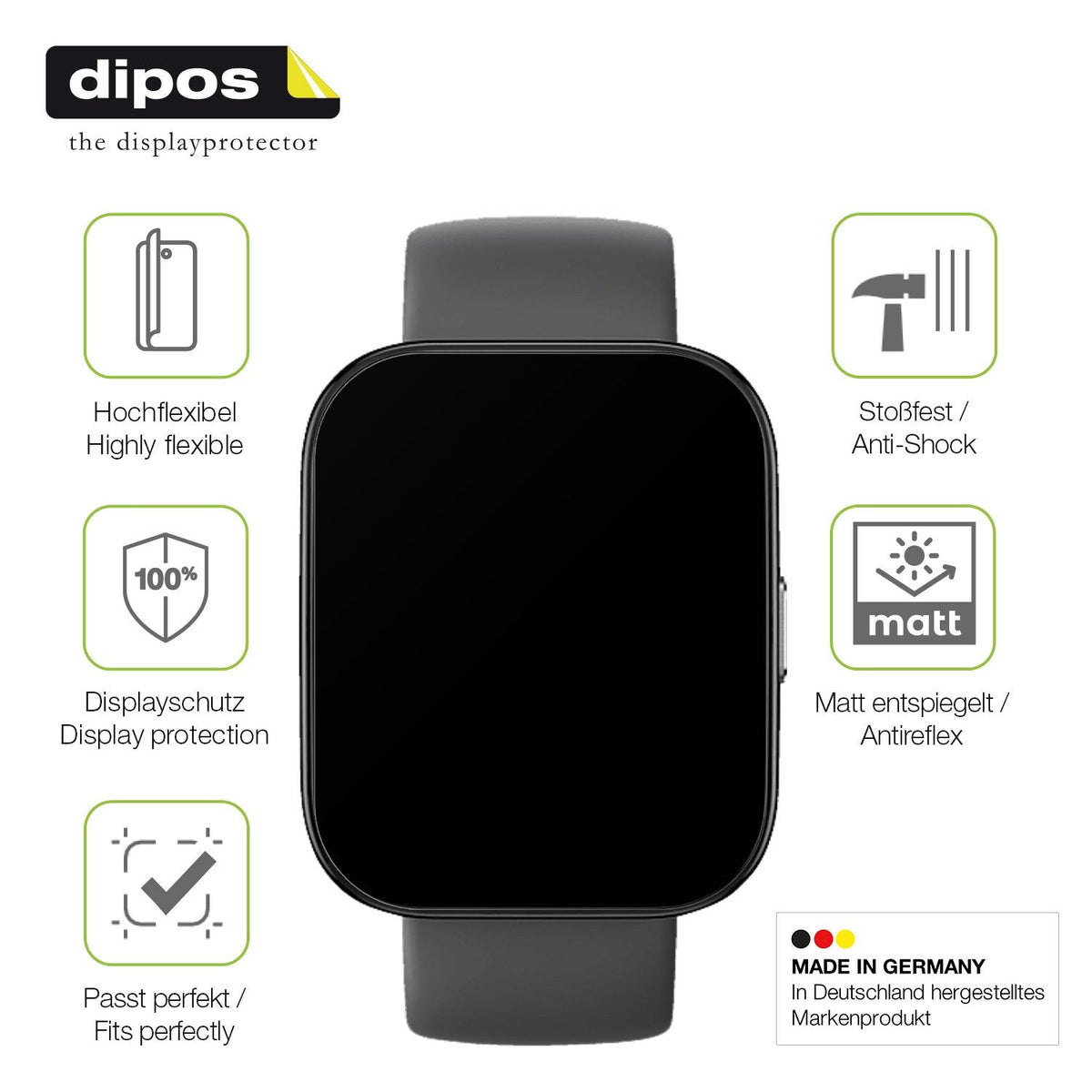 2x Full Cover Schutzfolie matt für Amazfit Bip 5 46mm A2215