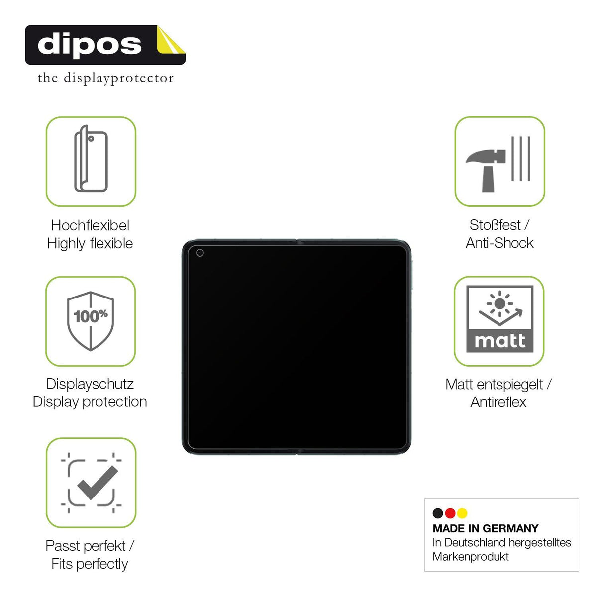 2x Full Cover Schutzfolie matt für Oppo Find N3 Innenseite