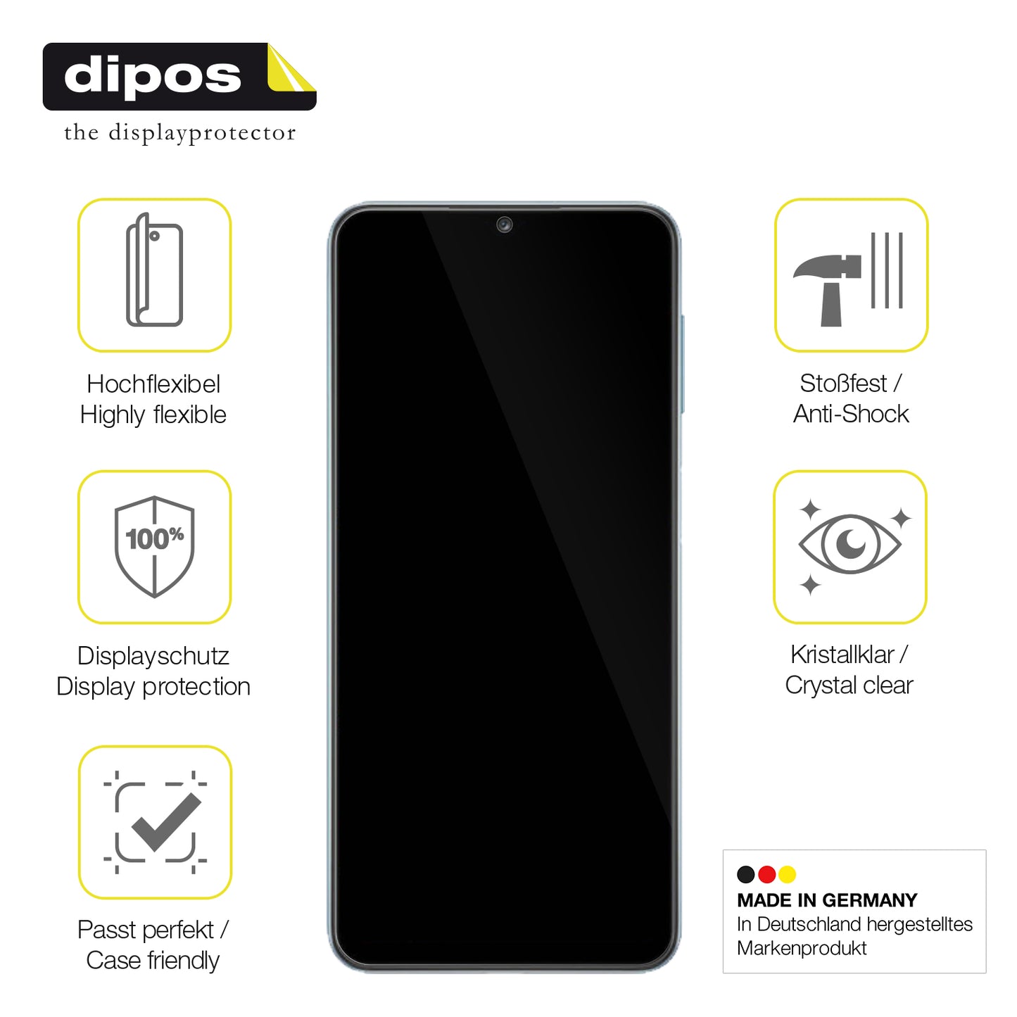 Displayschutz hergestellt in Deutschland, höchste Qualität made in Germany