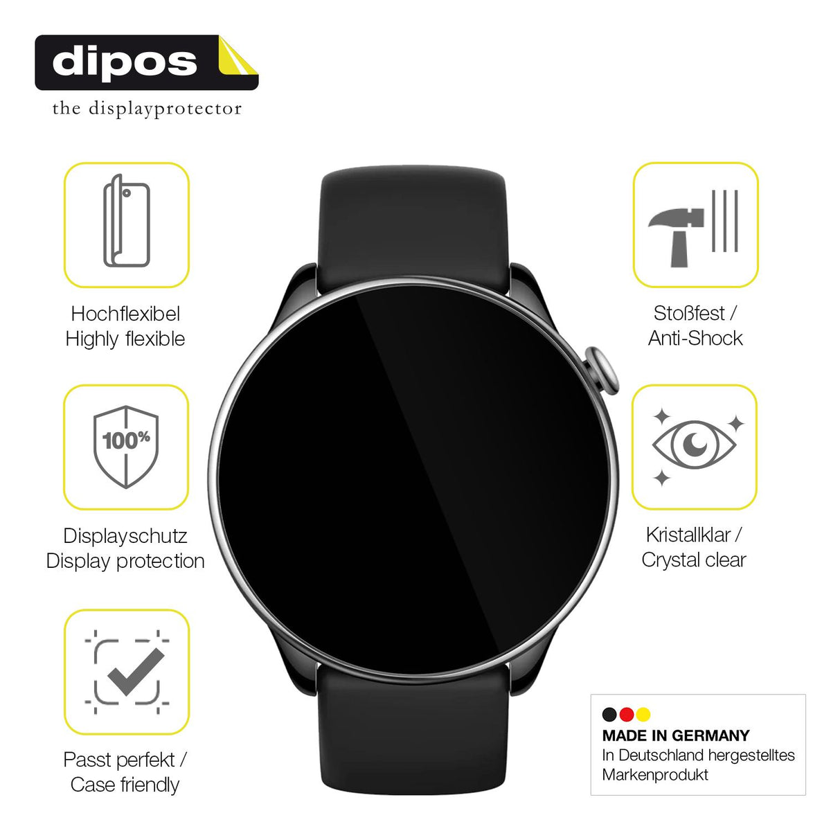 2x 3D Full Cover Schutzfolie für Amazfit GTR mini