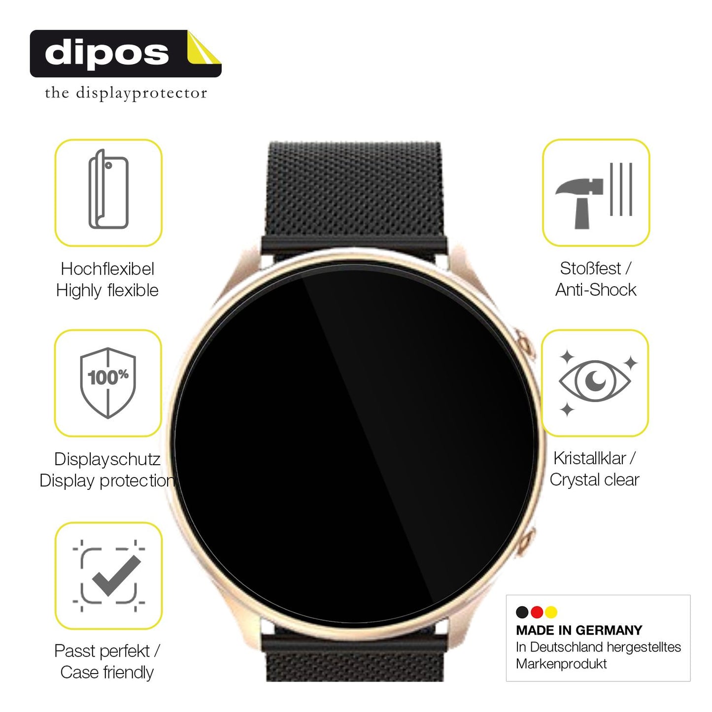 2x 3D Full Cover Schutzfolie für SLOKSFil S51 Smartwatch