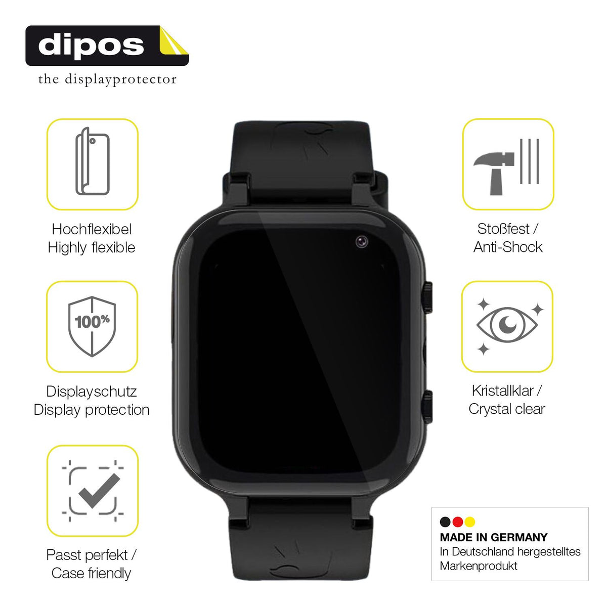 2x 3D Full Cover Schutzfolie für Ruopoem Smartwatch Kinder