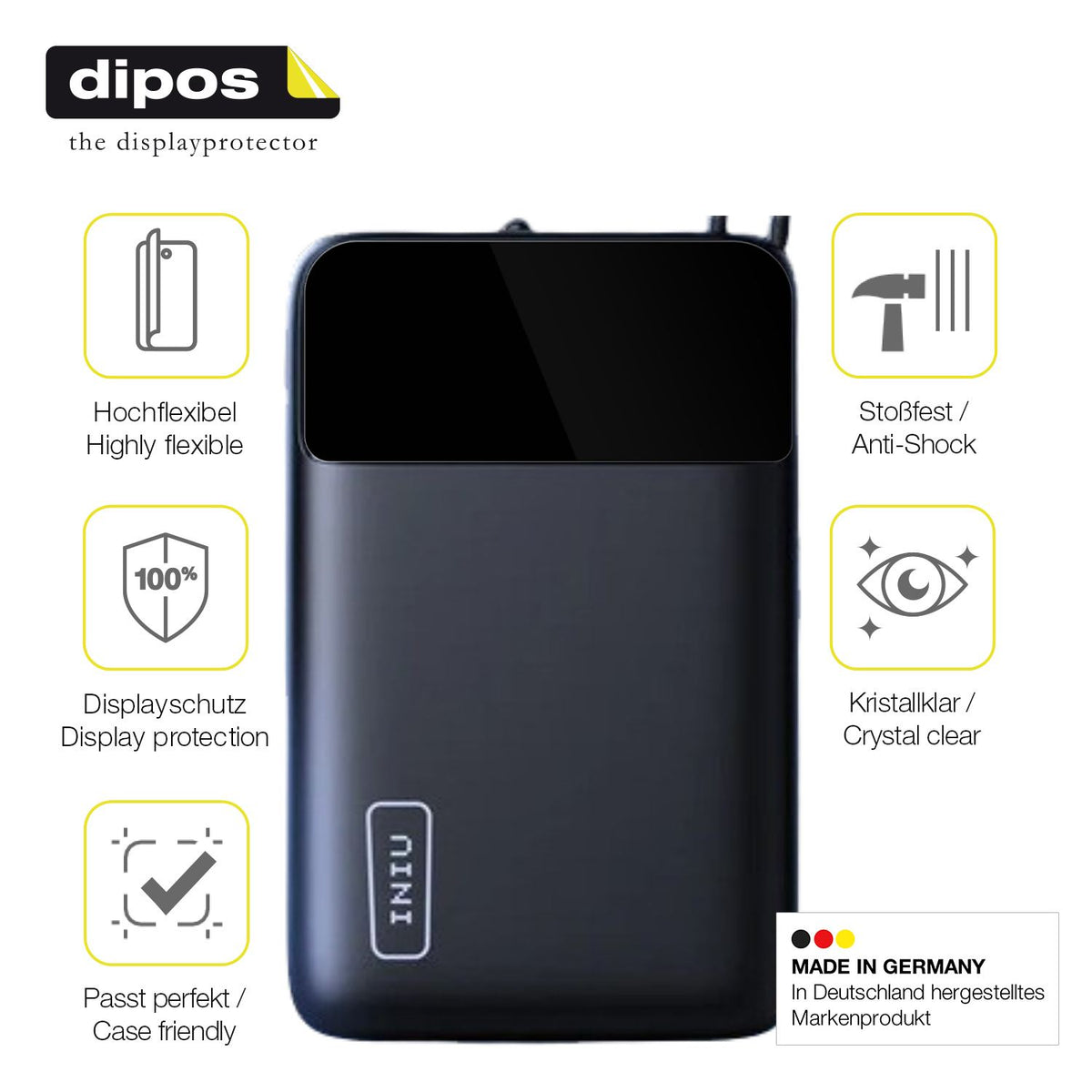 2x 3D Full Cover Schutzfolie für INIU Carry P51-E2