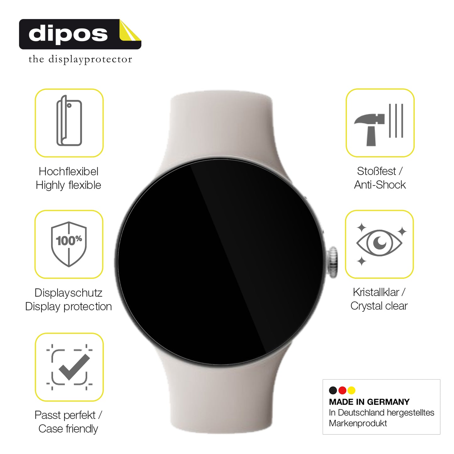 2x 3D Full Cover Schutzfolie für Google Pixel Watch 4 41mm