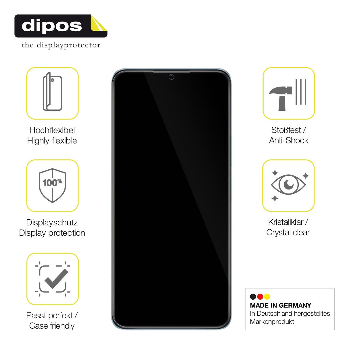 2x 3D Full Cover Schutzfolie für Vivo Y72t