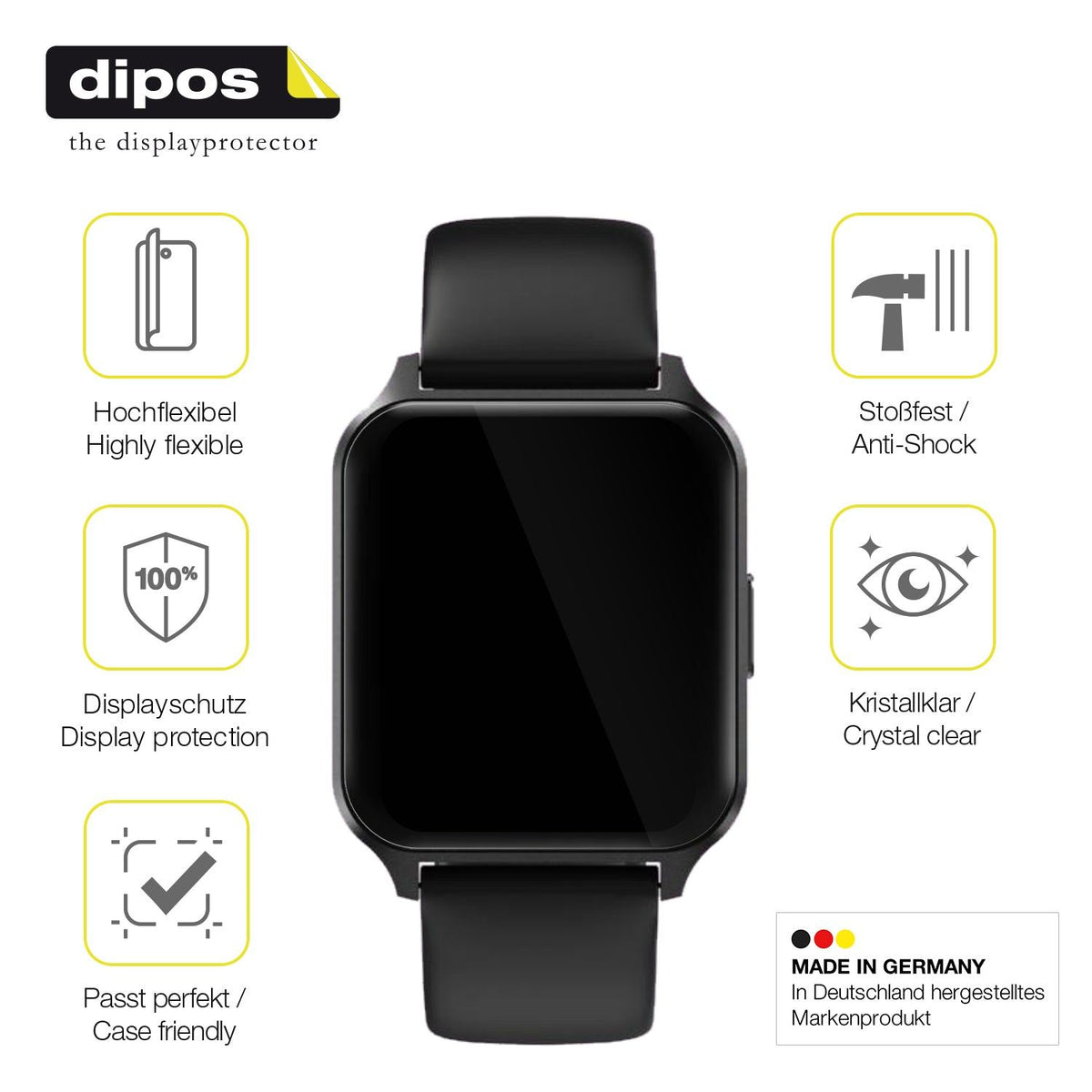3x 3D Full Cover Schutzfolie für Touchelex 1,52 Zoll Smartwatch