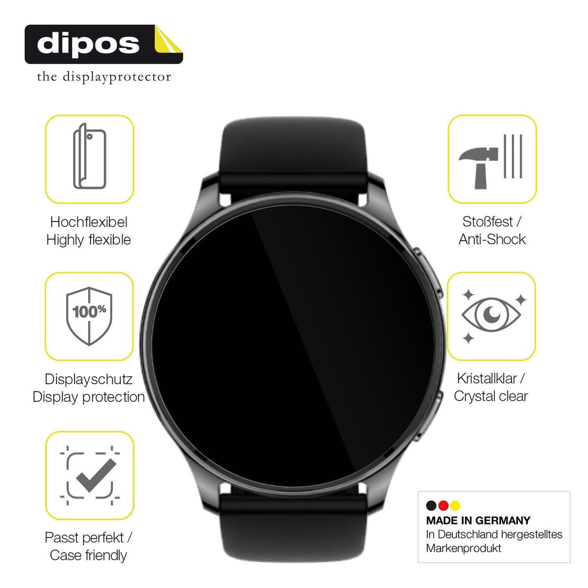 2x 3D Full Cover Schutzfolie für Amazfit Pop 3r