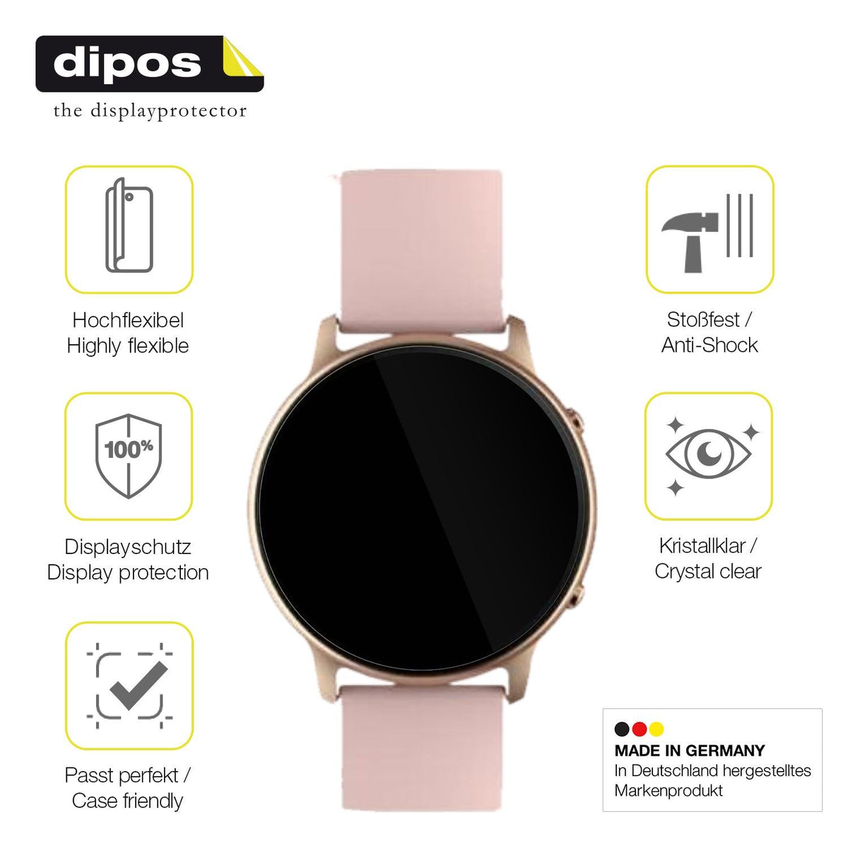 2x 3D Full Cover Schutzfolie für Tuyoma Smartwatch LW36
