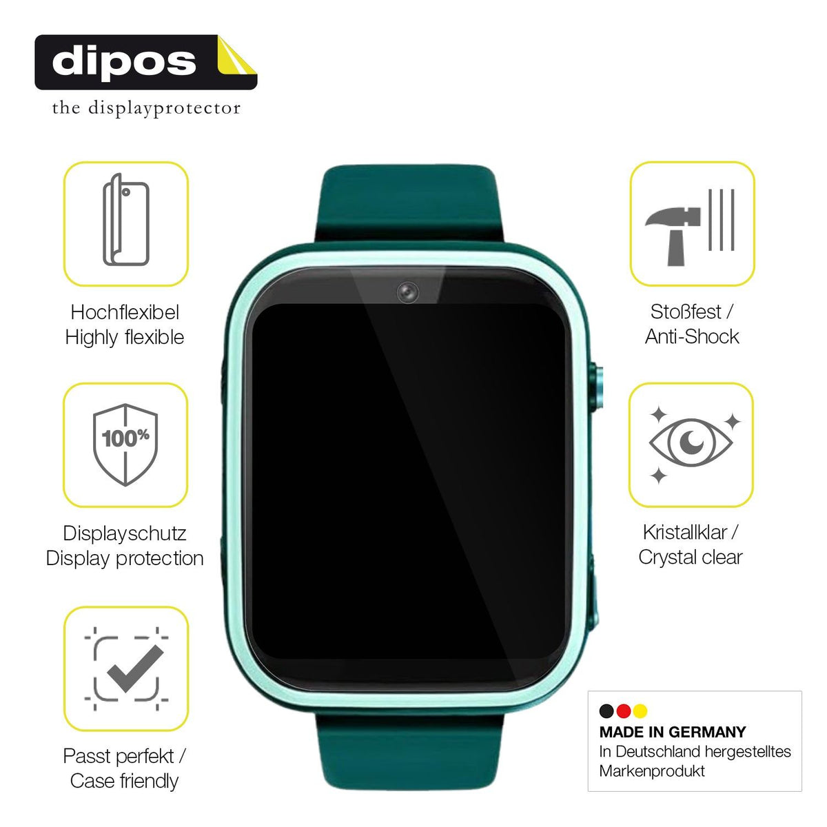 2x 3D Full Cover Schutzfolie für Okyuk T45 Smartwatch Kinder