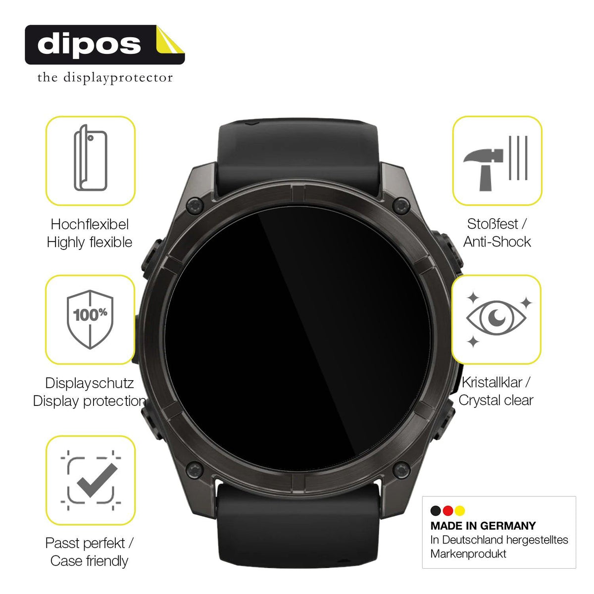 2x 3D Full Cover Schutzfolie für Garmin Fenix 8 47mm