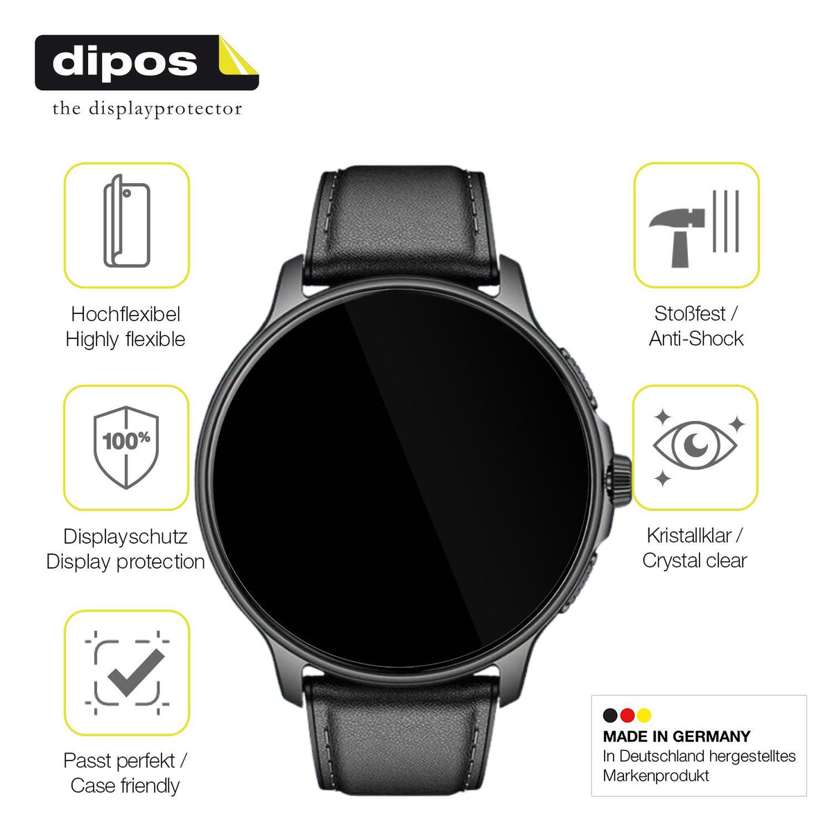 2x 3D Full Cover Schutzfolie für Smartwatch 28.5mm durchmesser