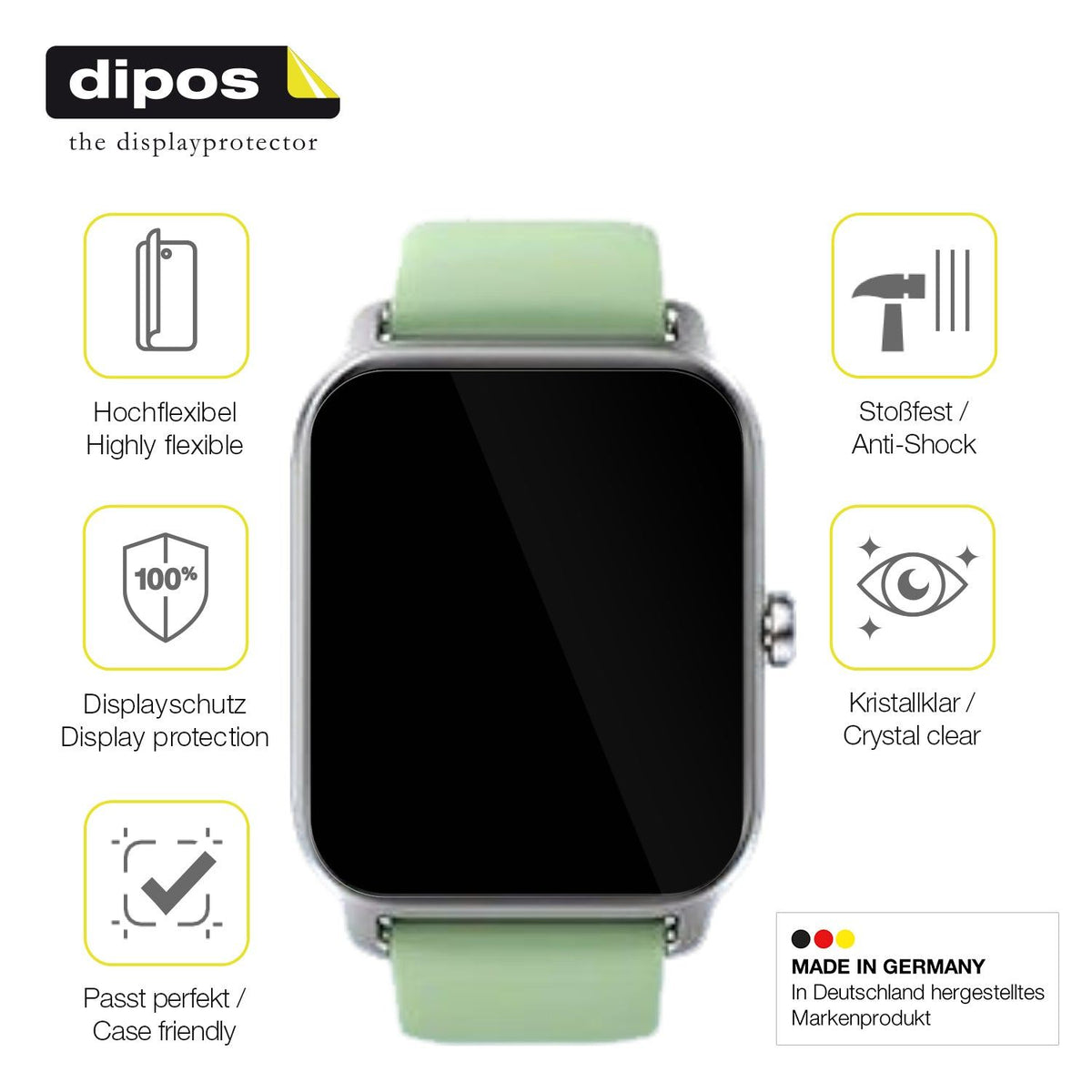 2x 3D Full Cover Schutzfolie für JOYELE H79 Smartwatch