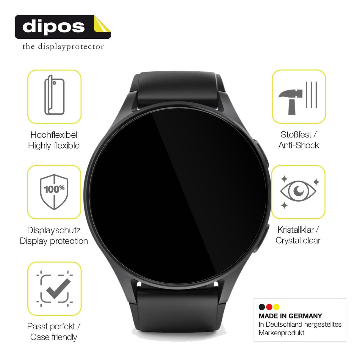 2x 3D Full Cover Schutzfolie für Hama 8900 1.32 Zoll Smartwatch