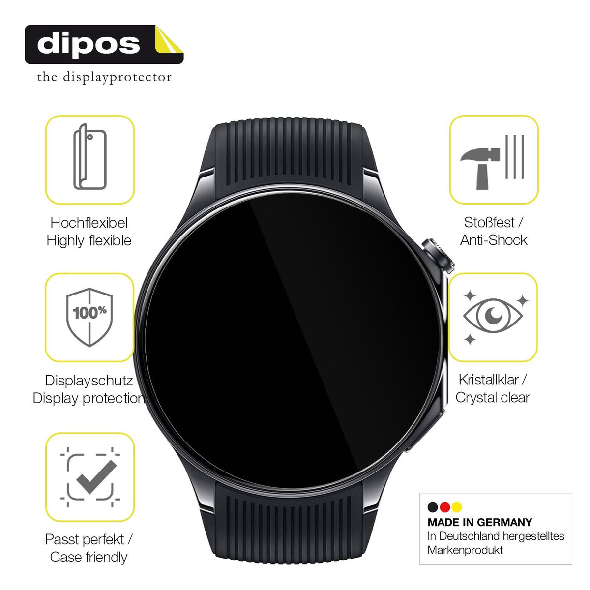 2x 3D Full Cover Schutzfolie für Oppo Watch X2