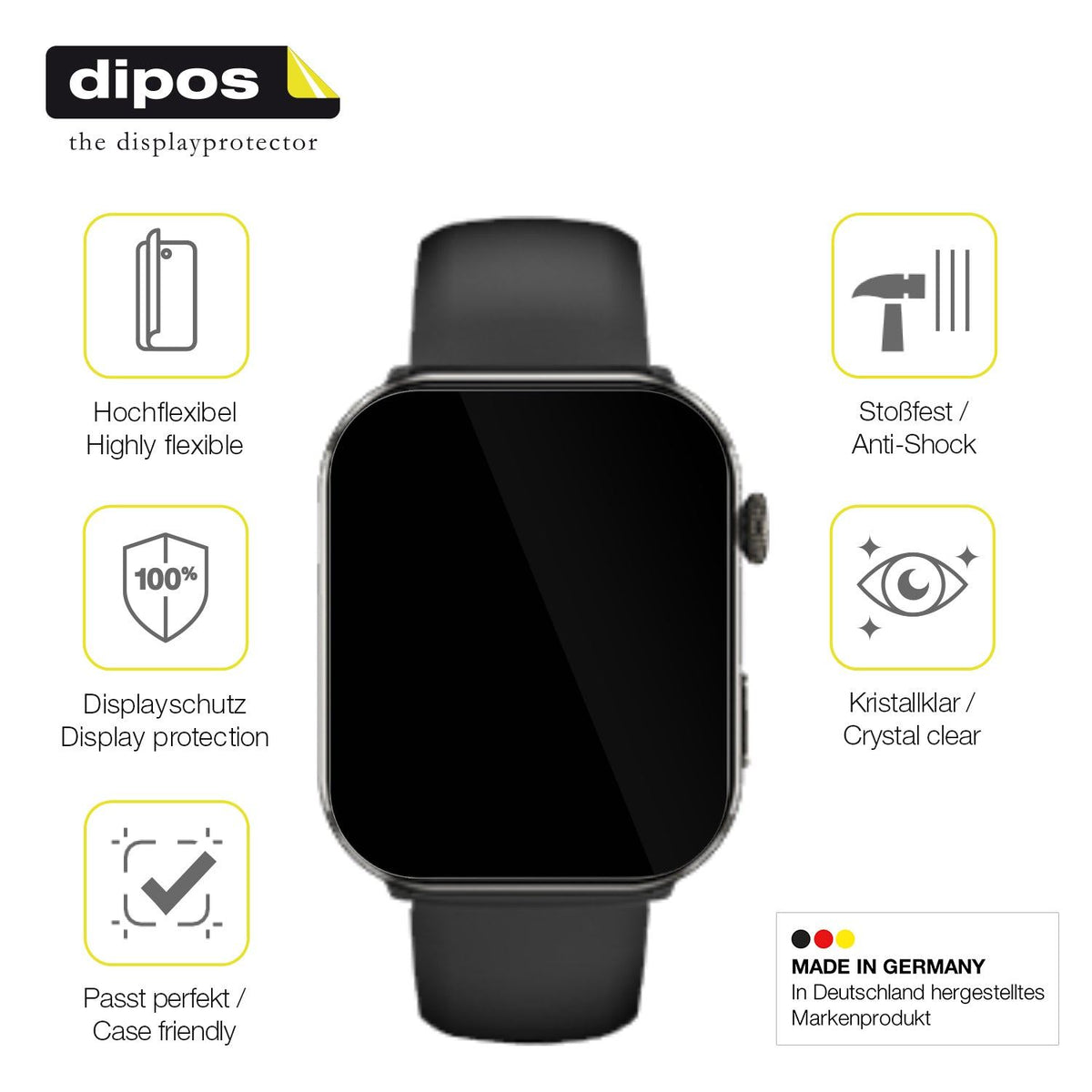 2x 3D Full Cover Schutzfolie für bedee Smartwatch 1.96 Zoll
