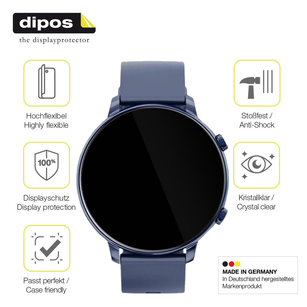 2x 3D Full Cover Schutzfolie für Hwagol 1.43 Zoll Smartwatch