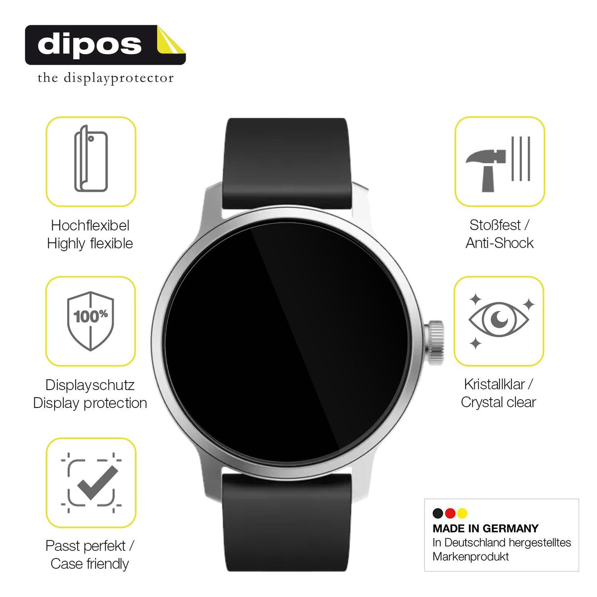 2x 3D Full Cover Schutzfolie für Withings Scanwatch 42mm Gen. 1