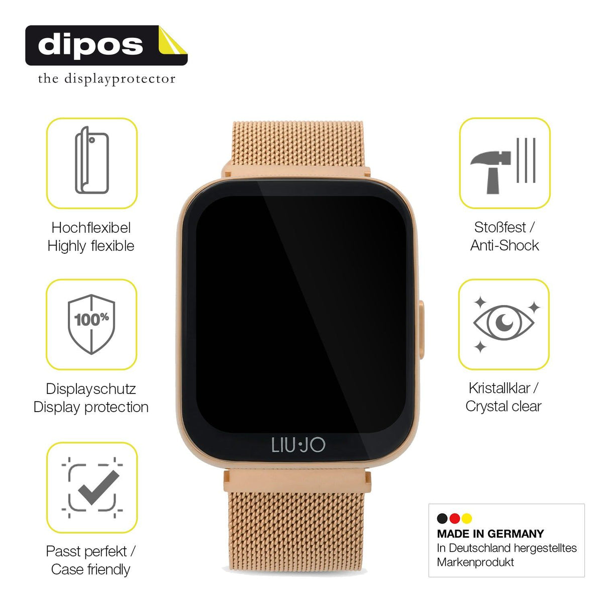 2x 3D Full Cover Schutzfolie für Liu Jo Smartwatch Voice Mini