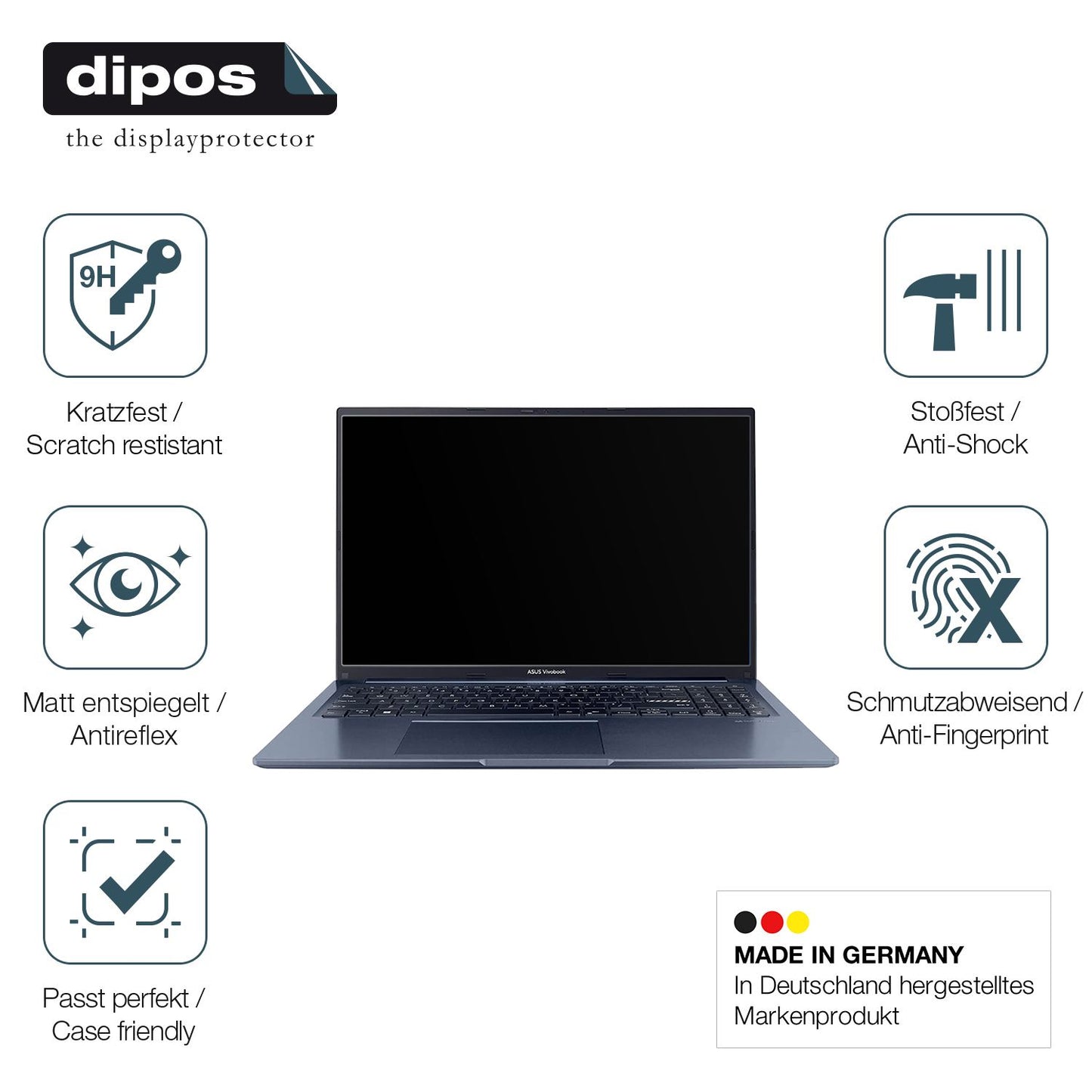 2x 9H Schutzfolie matt für Asus Vivobook 15 Panzerfolie