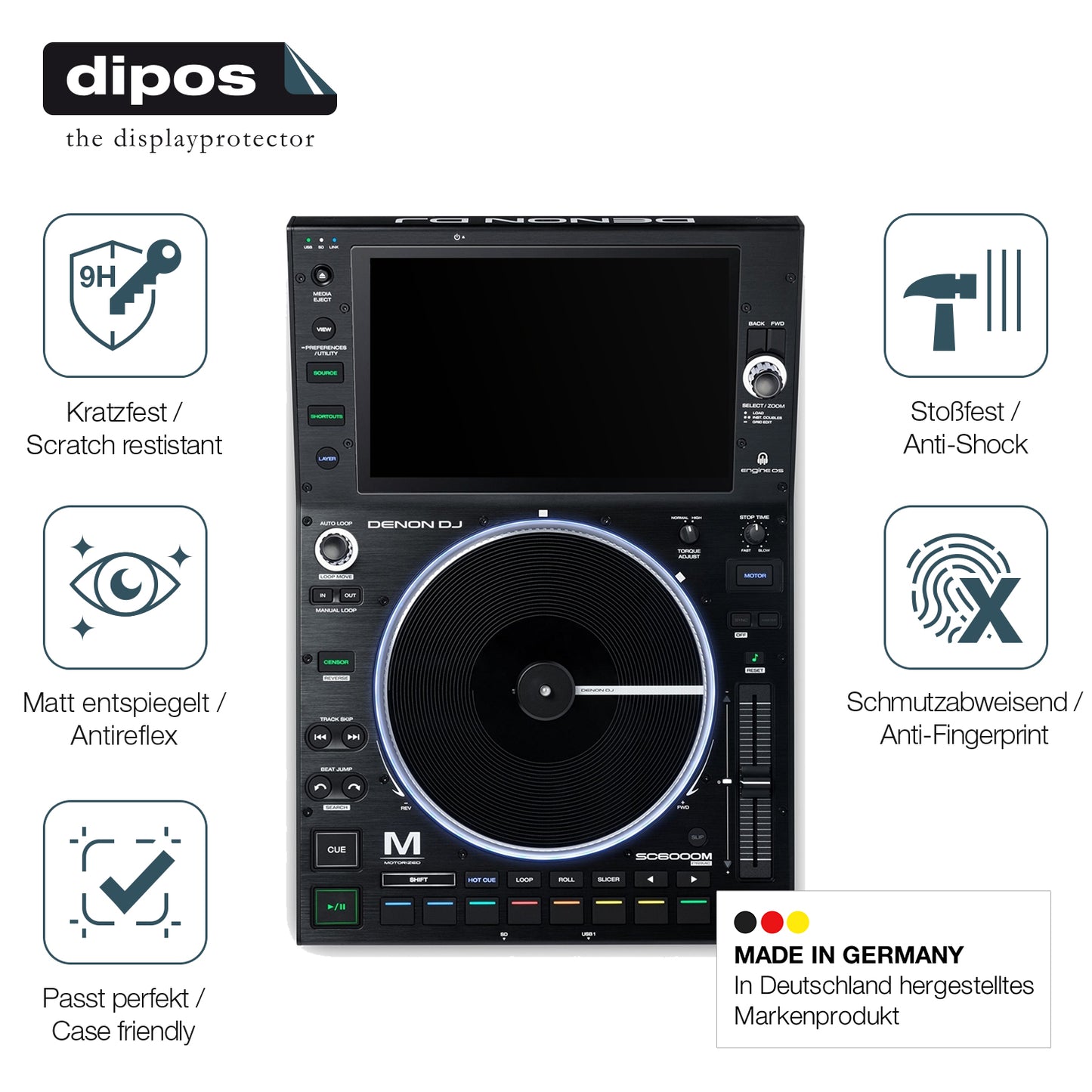 2x 9H Schutzfolie matt für Denon DJ SC6000M Prime Panzerfolie