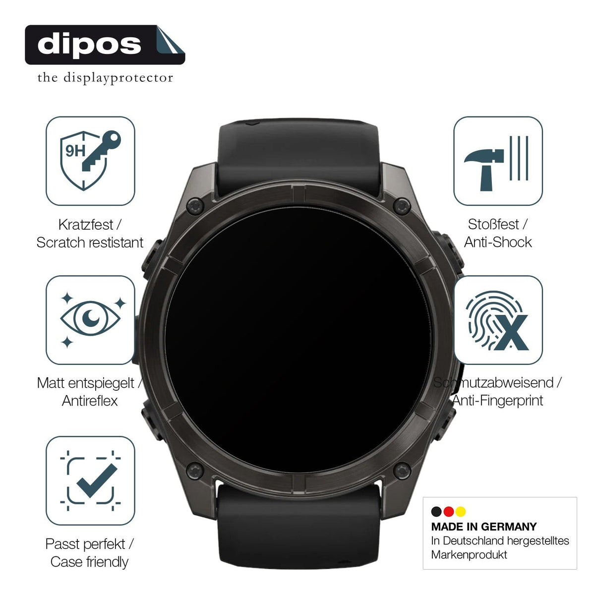 2x 9H Schutzfolie matt für Garmin Fenix 7x Pro 47mm Panzerfolie