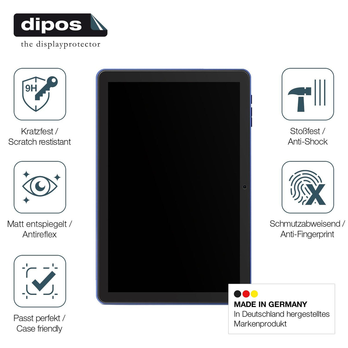 2x 9H Schutzfolie matt für Pritom 10 Zoll Tablet Panzerfolie