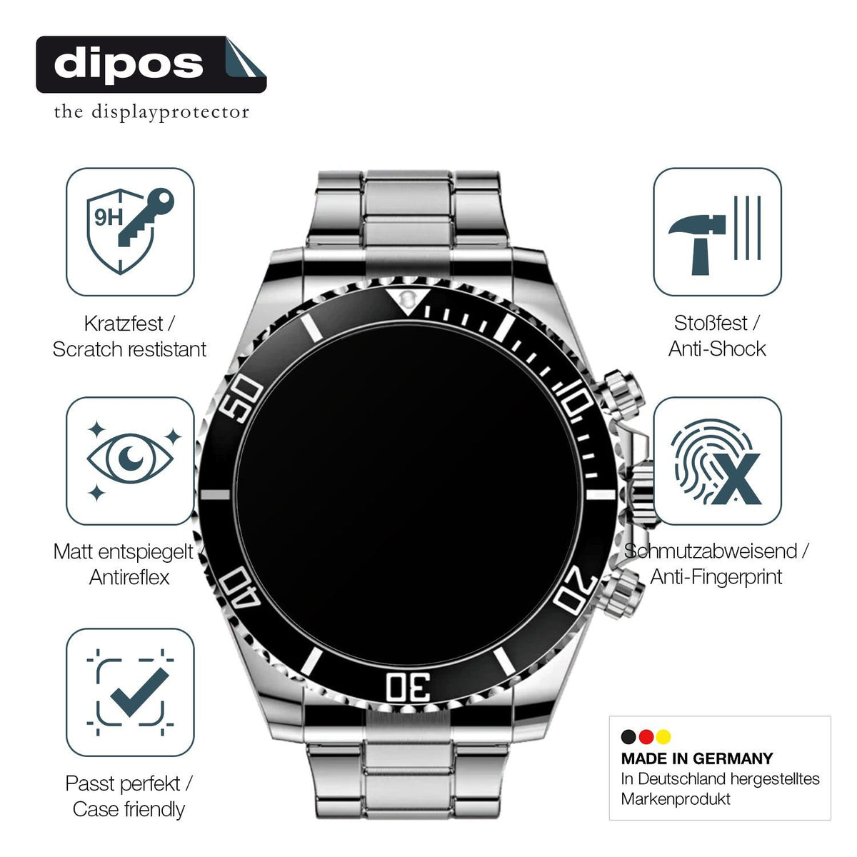 2x 9H Schutzfolie matt für Nexos Pro Smartwatch Panzerfolie